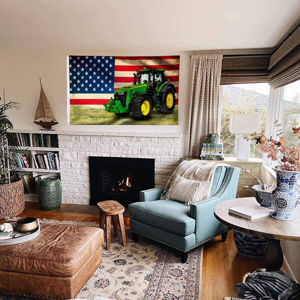 Fyon Tractor No Farmers No Food Flag 41516 Indoor and outdoor banner