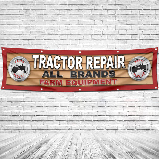 Fyon Tractor Repair All Brand Garage Shop Decor Banner Flag Red 2x8 Feet