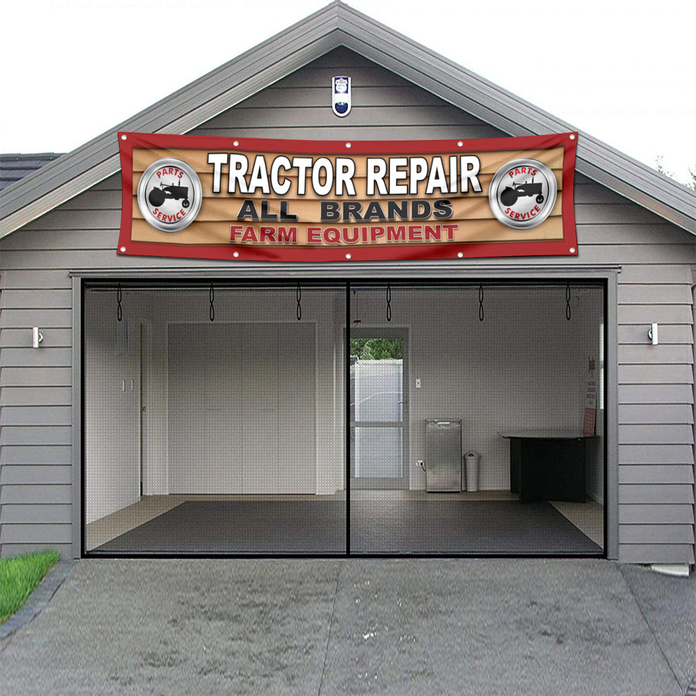 Fyon Tractor Repair All Brand Garage Shop Decor Banner Flag Red 2x8 Feet