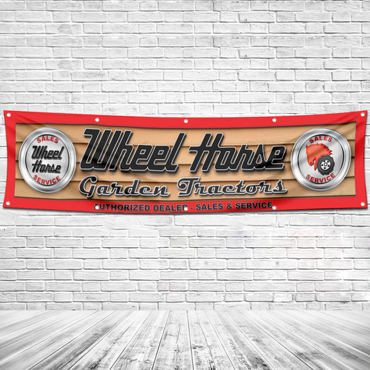 Fyon Tractors Garage Shop Decor Banner Works for Wheel Horse Flag 2x8 Feet