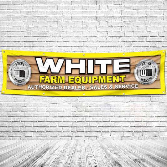 Fyon Tractors Garage Shop Decor Banner Works for White Farm Equipment Flag 2x8 Feet