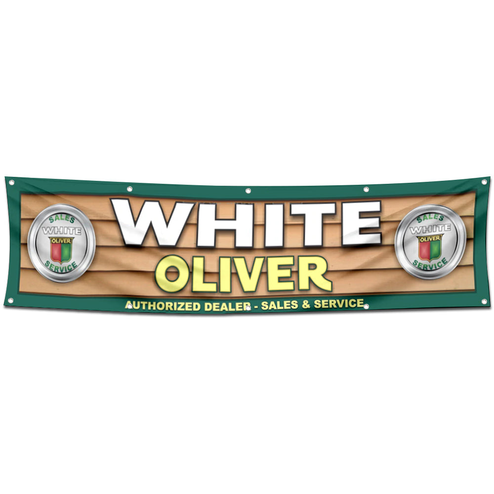 Fyon Tractors Garage Shop Decor Banner Works for olive white Flag 2x8 Feet