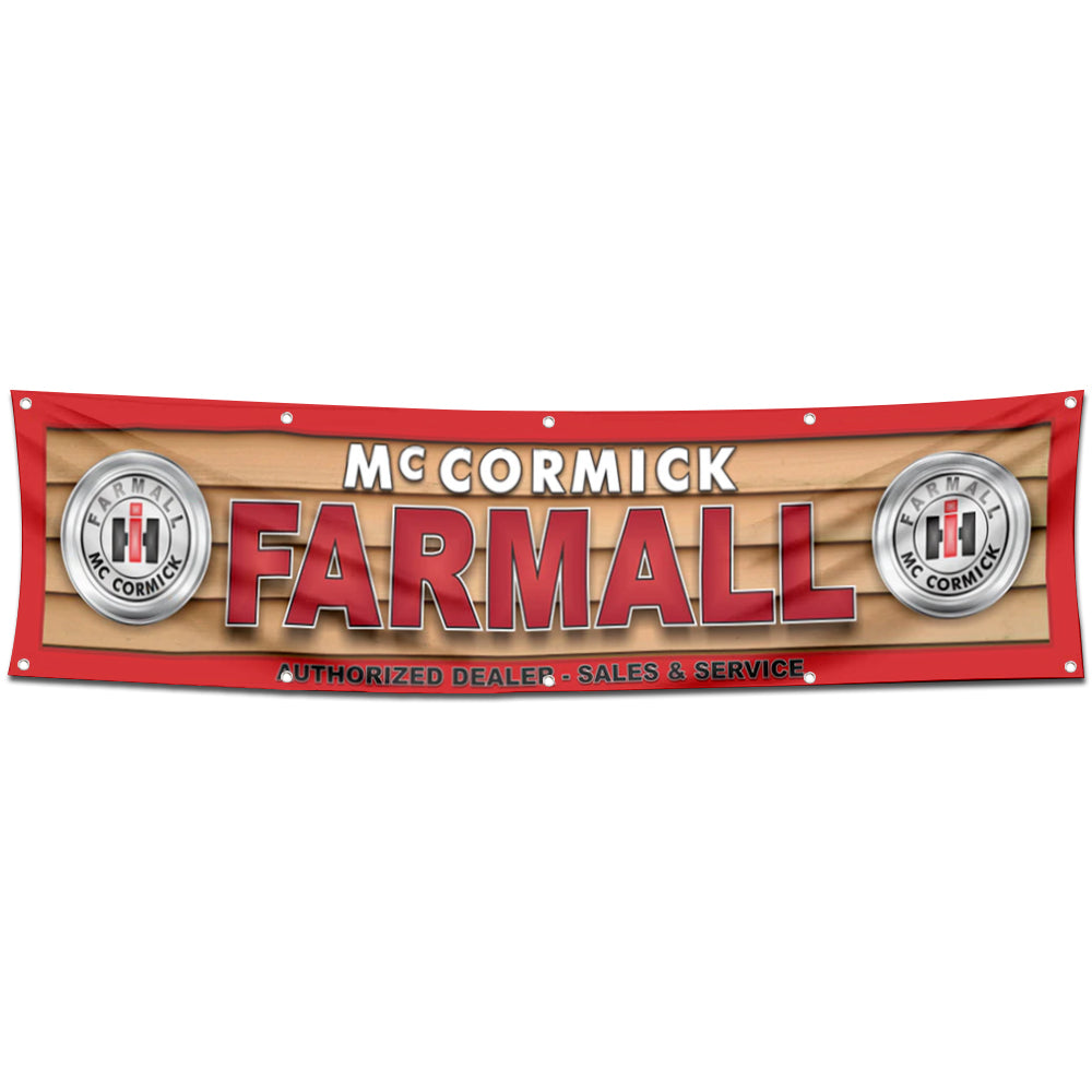 Fyon Tractors Garage workshop Decor Banner Works for Mccormick Farmall Flag 2x8 Feet