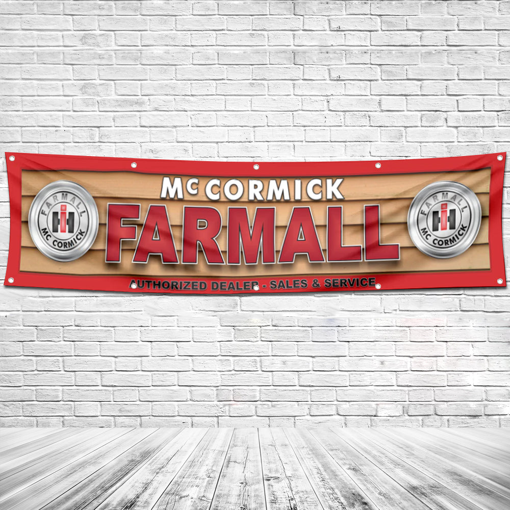 Fyon Tractors Garage workshop Decor Banner Works for Mccormick Farmall Flag 2x8 Feet