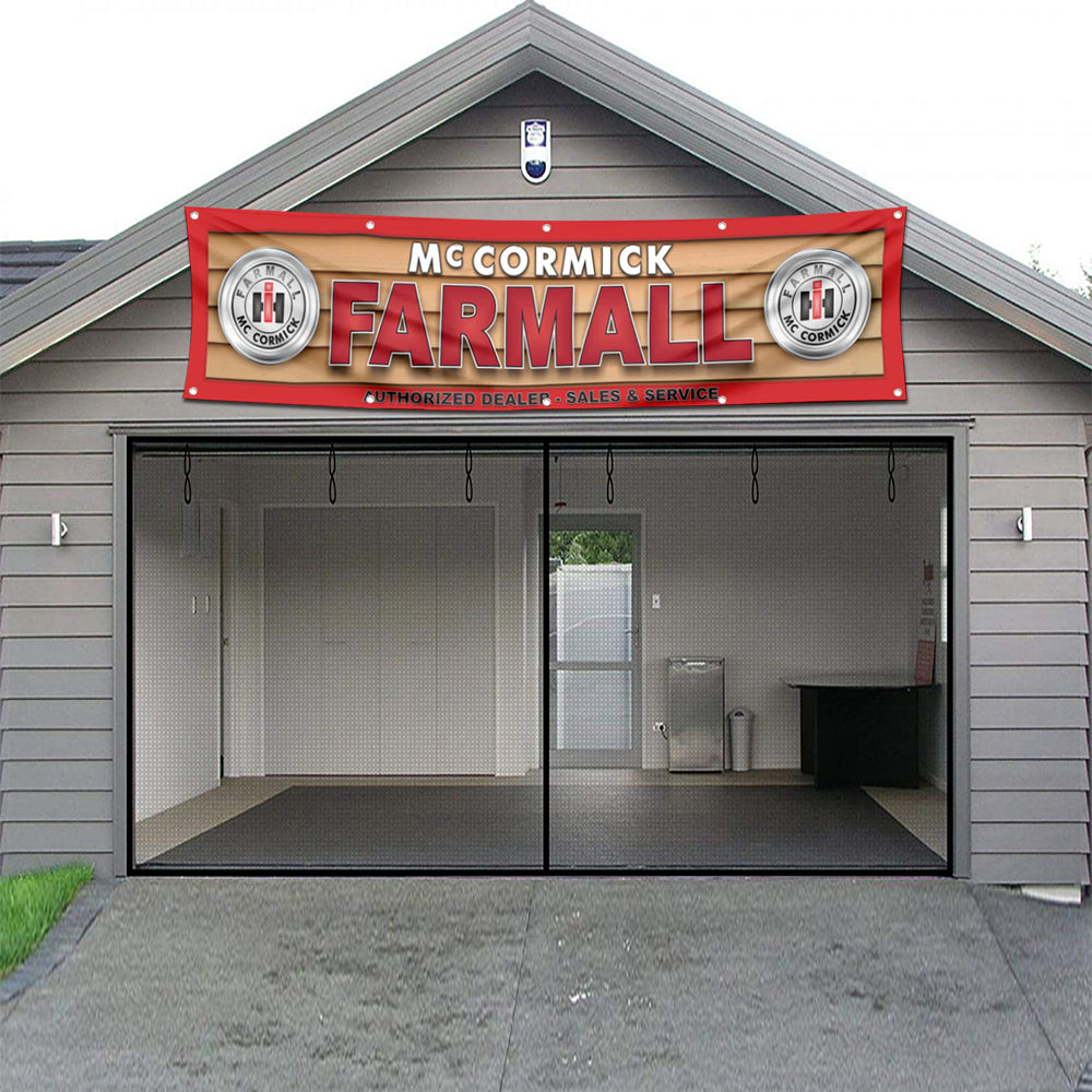 Fyon Tractors Garage workshop Decor Banner Works for Mccormick Farmall Flag 2x8 Feet
