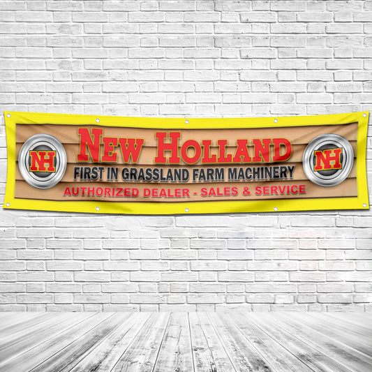 Fyon Tractors Garage workshop Decor Banner Works for New Holland Flag 2x8 Feet