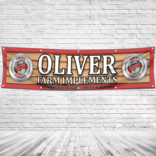 Fyon Tractors Garage workshop Decor Banner Works for Oliver Flag 2x8 Feet