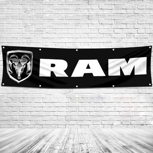 Fyon Trucks Garage Shop Decor Banner Work for Rams Flag 2x8 Feet