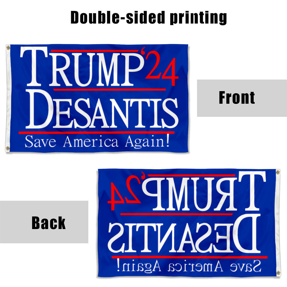 Fyon Trump 2024 Desantis Save America Again Flag Banner