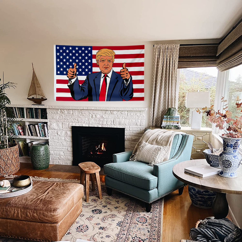 Fyon Trump 2024 Don Jr Cartoon Ivanka USA Flag Banner