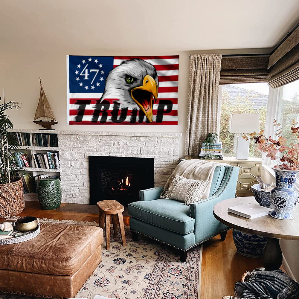 Fyon Trump 47 Star 2024 Eagle Flag Banner