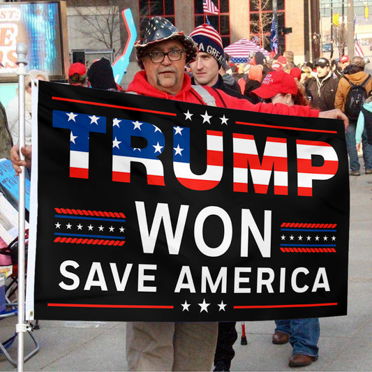 Fyon Trump Won Dem Cheated Black Save USA Flag Indoor and Outdoor Banner