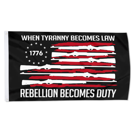 Fyon Tyranny Becomes Law Freedom Flag Banner