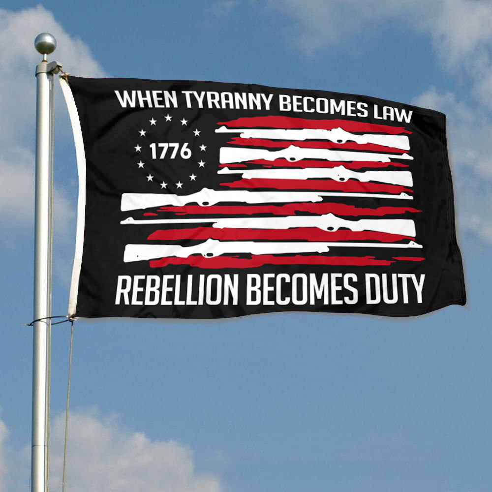 Fyon Tyranny Becomes Law Freedom Flag Banner
