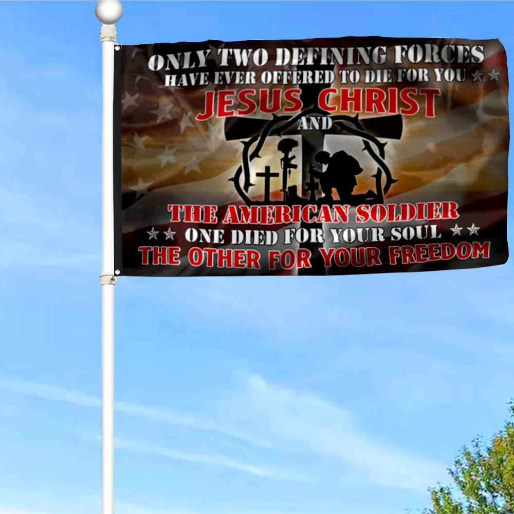 Fyon U.S. Veteran Day Jesus And Soldiers Flag 41317 Indoor and outdoor banner