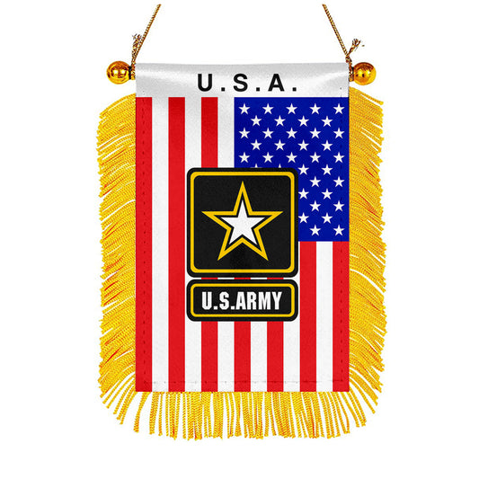 USA The Army Mini Car Rearview Mirror Flag Banner -2PC