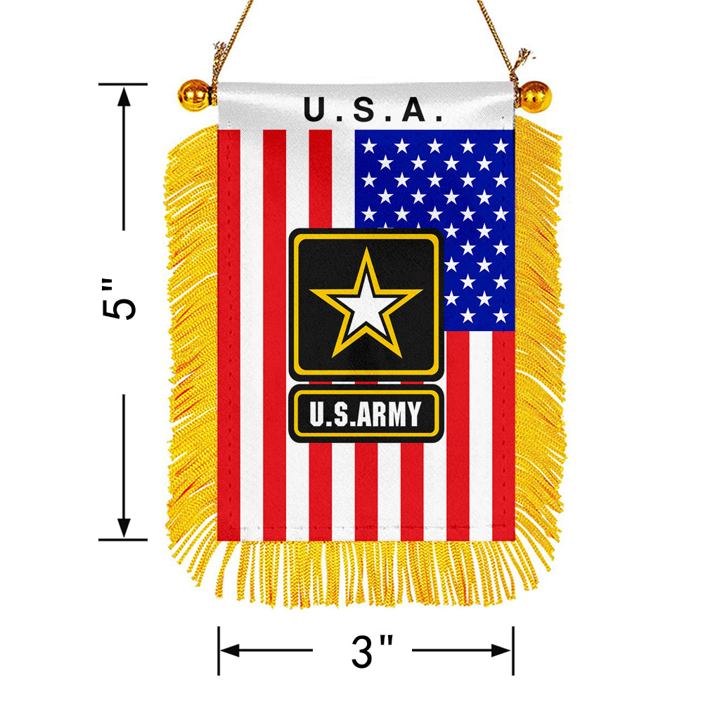 USA The Army Mini Car Rearview Mirror Flag Banner -2PC