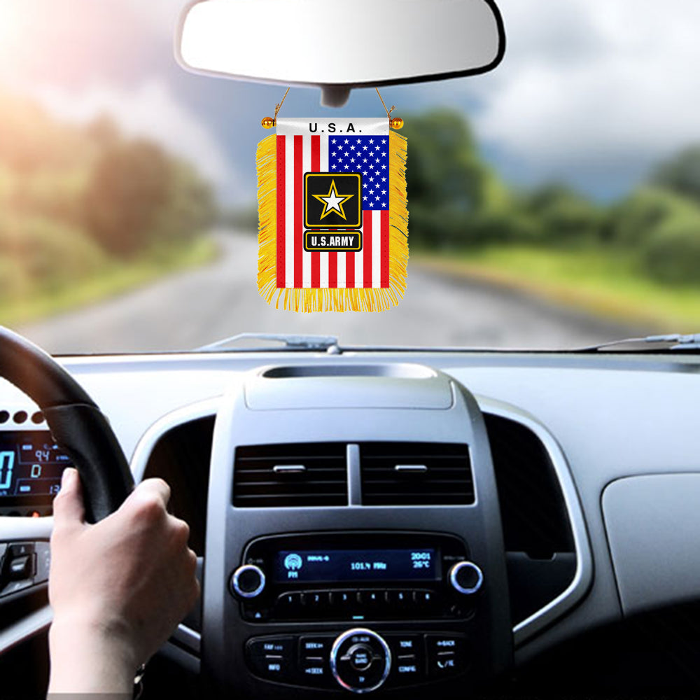 USA The Army Mini Car Rearview Mirror Flag Banner -2PC