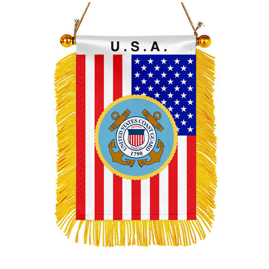 USA The Coast Guard 1790 Mini Car Rearview Mirror Flag Banner -2PC