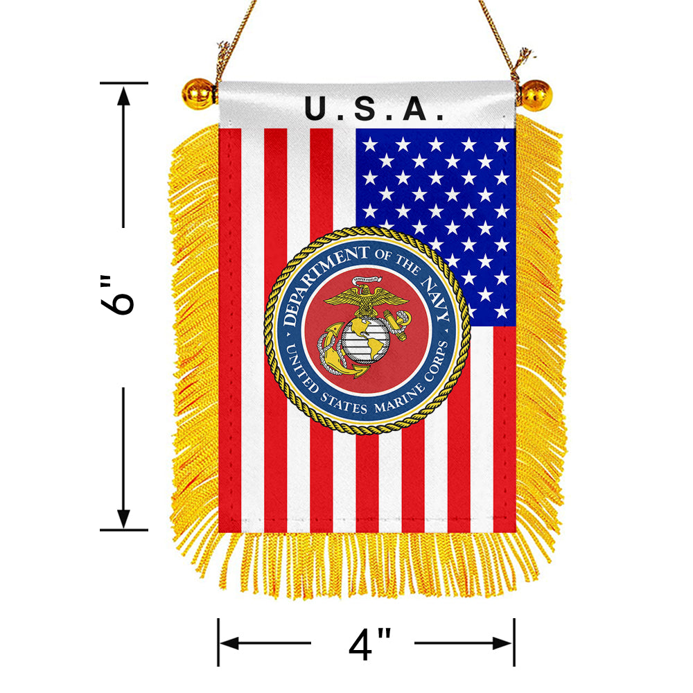 USA The NAVY Mini Car Rearview Mirror Flag Banner -2PC