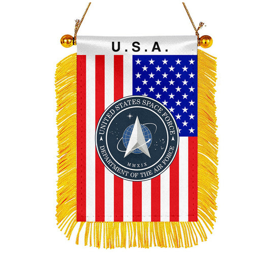 USA The Space Force Mini Car Rearview Mirror Flag Banner -2PC