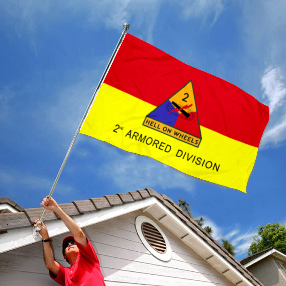 Fyon US Army 2nd Armored Division Hell On Wheels Flag Banner