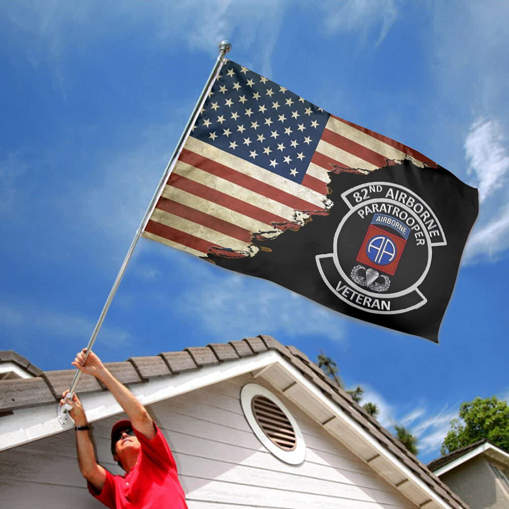 Fyon Us 82nd Airborne Paratrooper Veteran Flag Indoor and outdoor banner 2240910