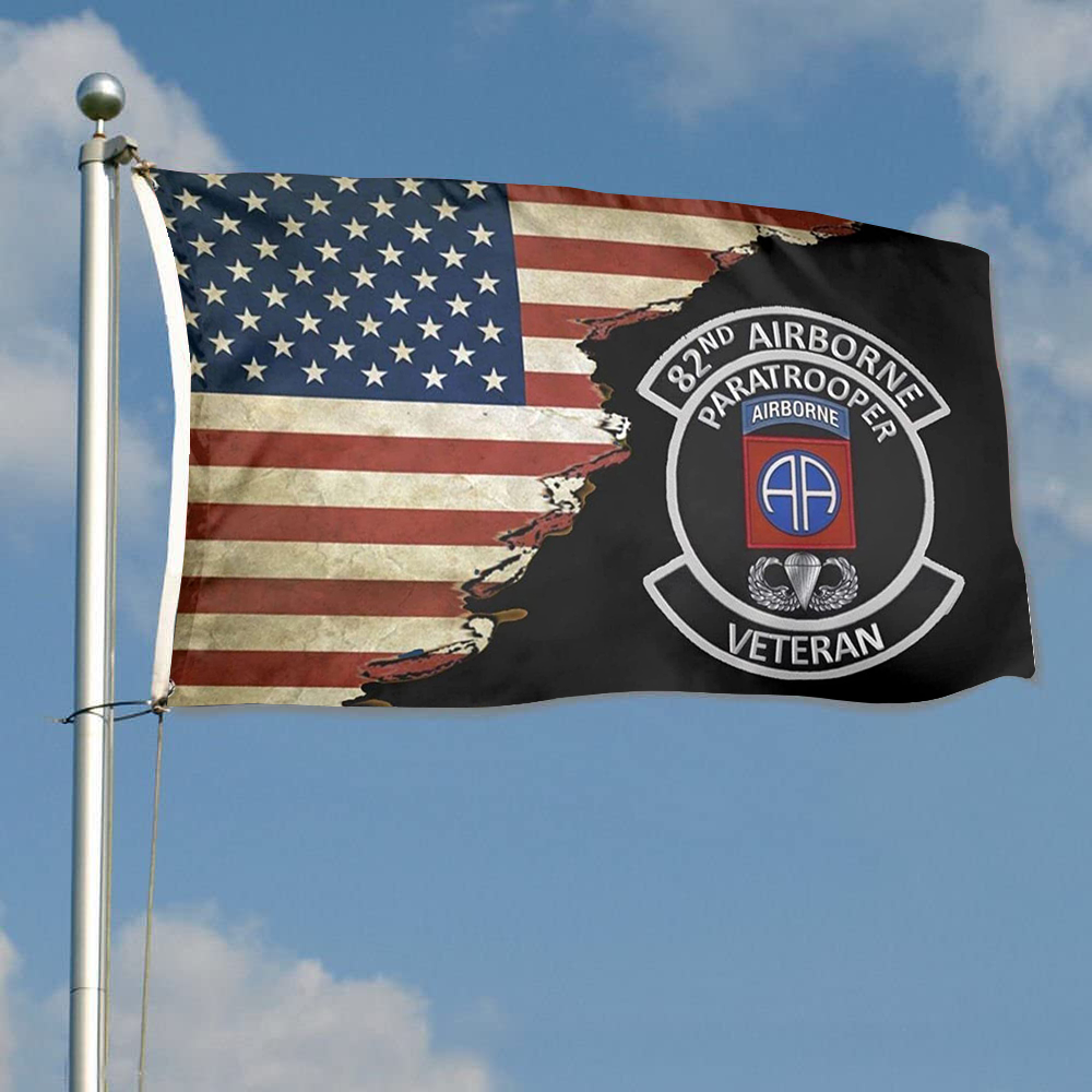 Fyon Us 82nd Airborne Paratrooper Veteran Flag Indoor and outdoor banner 2240910
