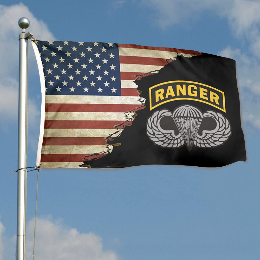 Fyon Us Army Ranger Tab with Airborne Wings Flag Indoor and outdoor banner 224113