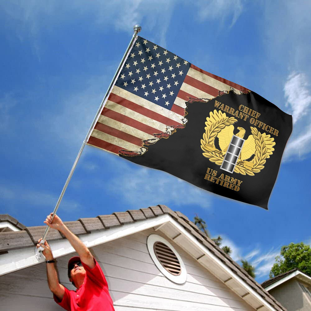 Fyon Us Army Retired Chief Warrant Officer Emblem Cw4 Flag Indoor and outdoor banner 224114