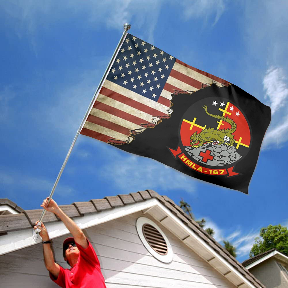 Fyon Us Marine Light Attack Helicopter Squadron 167 (Hmla-167) Flag Indoor and outdoor banner 2241110