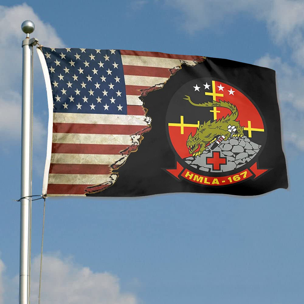 Fyon Us Marine Light Attack Helicopter Squadron 167 (Hmla-167) Flag Indoor and outdoor banner 2241110