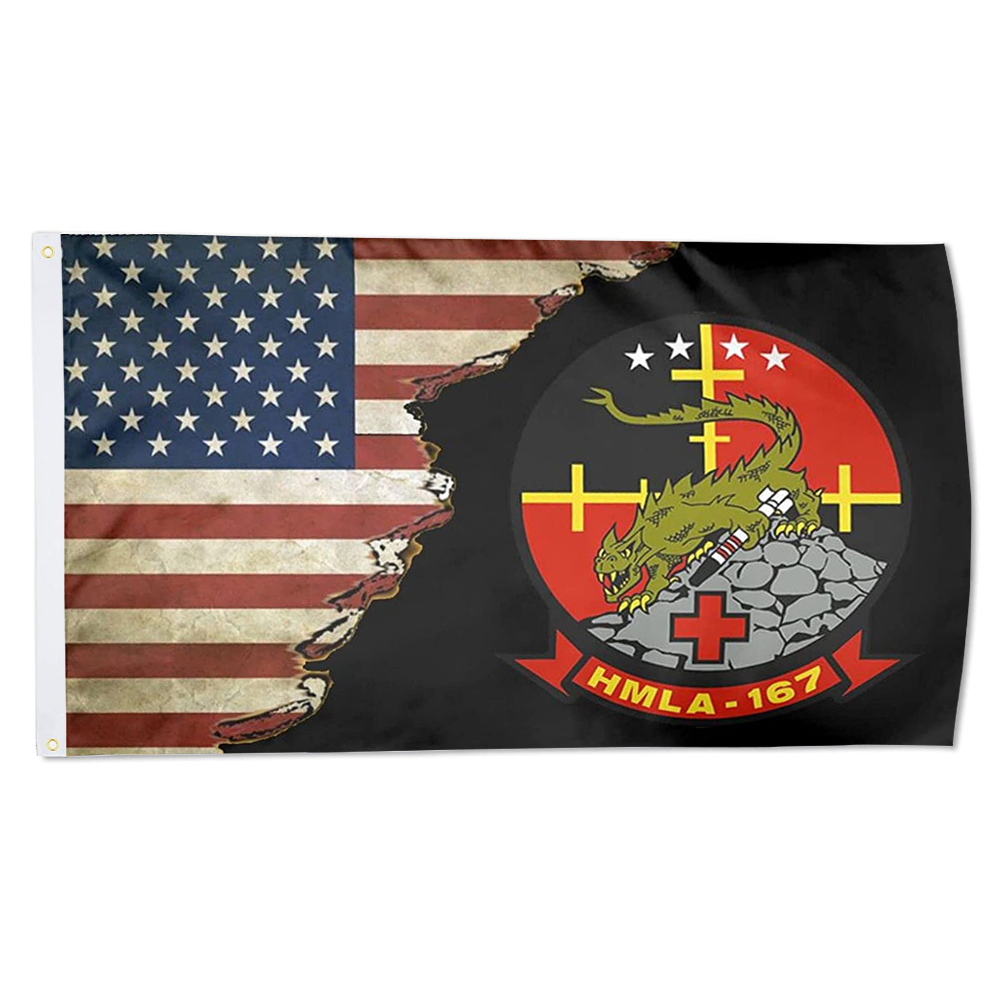 Fyon Us Marine Light Attack Helicopter Squadron 167 (Hmla-167) Flag Indoor and outdoor banner 2241110