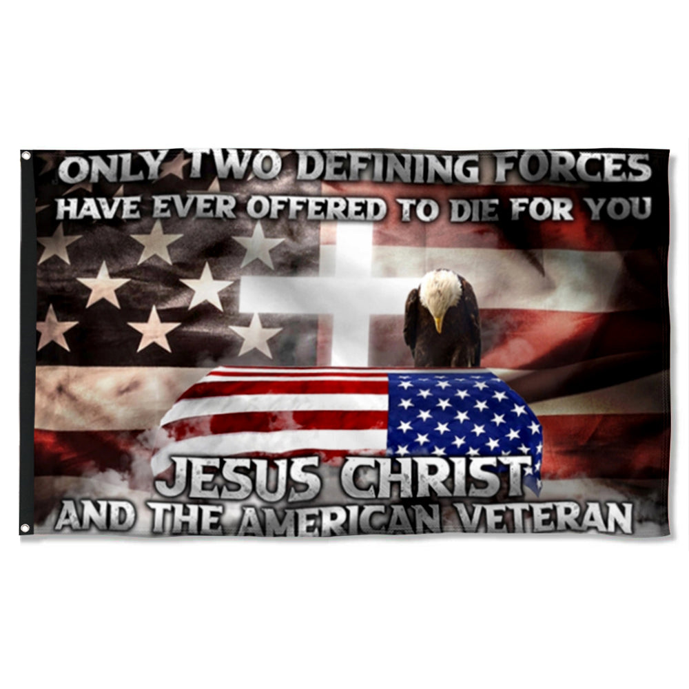 Fyon Veteran Jesus Christ And The American Flag 41321 Indoor and outdoor banner