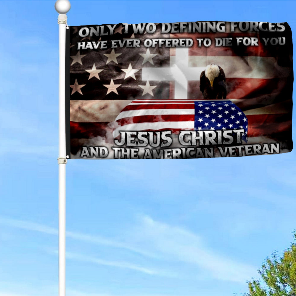 Fyon Veteran Jesus Christ And The American Flag 41321 Indoor and outdoor banner