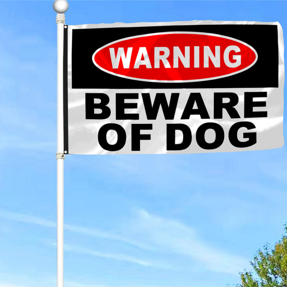 Fyon Warning Beware of DOG Flag Indoor and Outdoor Banner