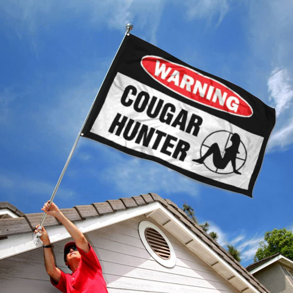 Fyon Warning Cougar Hunter Flag Indoor and Outdoor Banner
