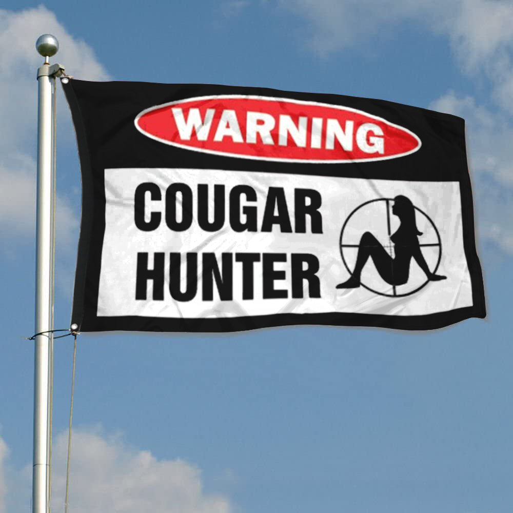 Fyon Warning Cougar Hunter Flag Indoor and Outdoor Banner
