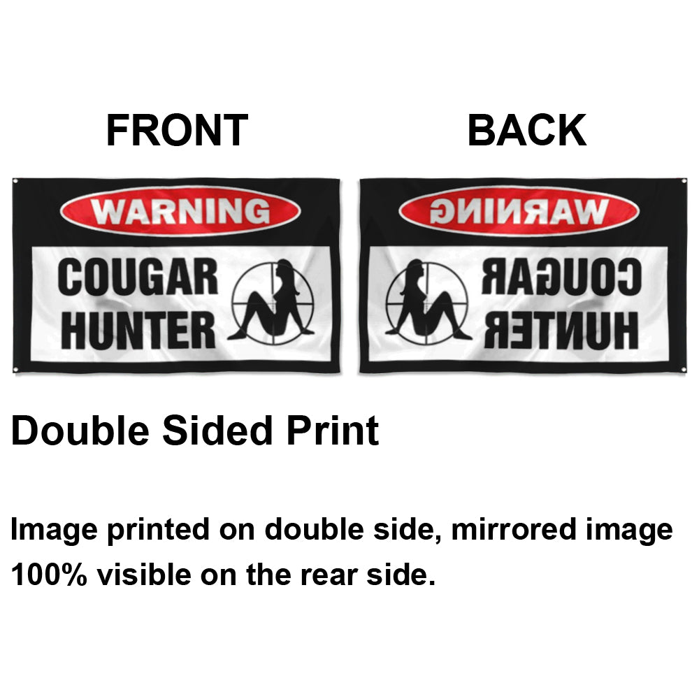 Fyon Warning Cougar Hunter Flag Indoor and Outdoor Banner