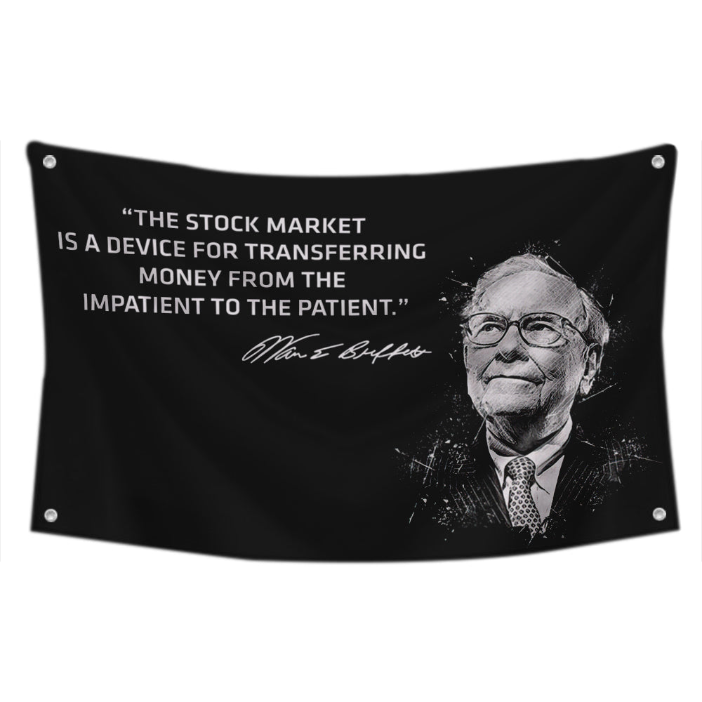 Fyon Warren Buffet Financial Advice Quote Stocks Money Device Patient Flag Indoor and Outdoor Banner