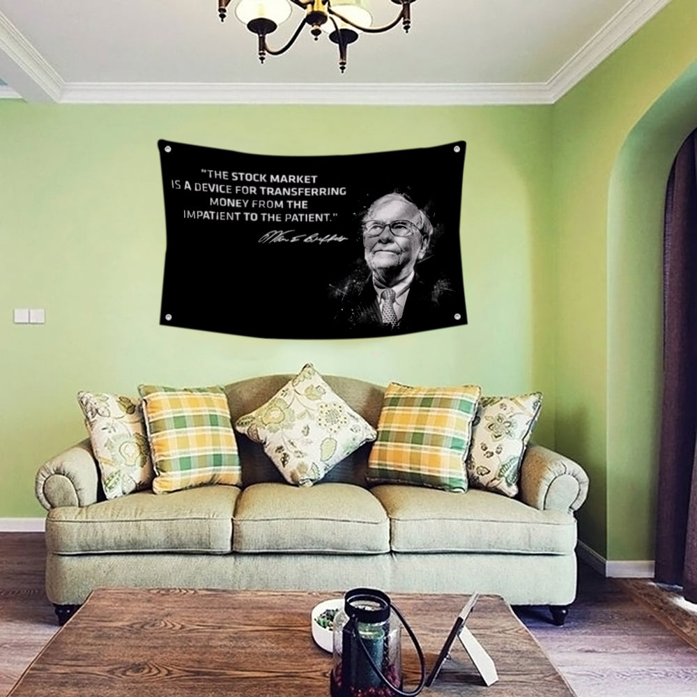 Fyon Warren Buffet Financial Advice Quote Stocks Money Device Patient Flag Indoor and Outdoor Banner