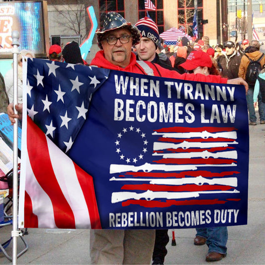 Fyon When Tyranny Becomes Law Rebellion Becomes Duty Flag Banner