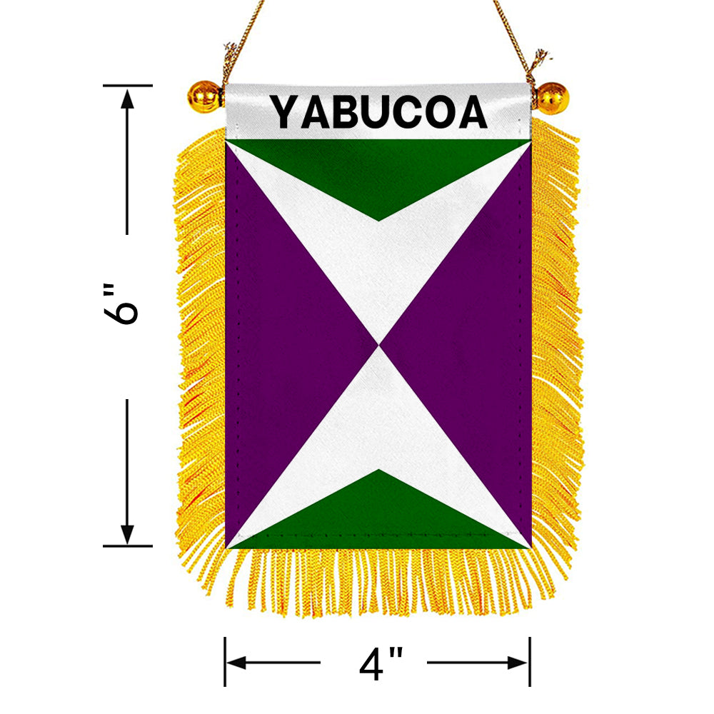 Yabucoa, Puerto Rico Flag Mini Car Rearview Mirror Flag Banner - 2PC