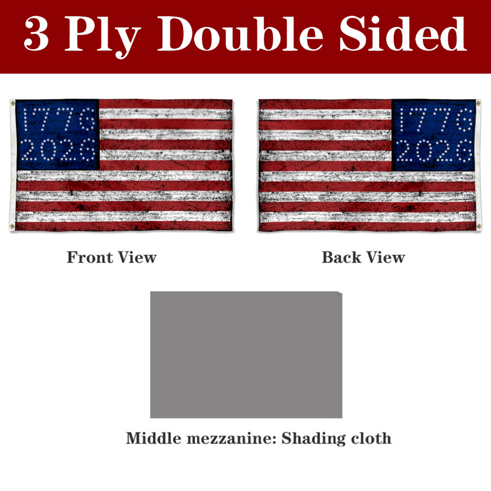 Fyon US 1776-2026 Retro Stripes Flag Banner