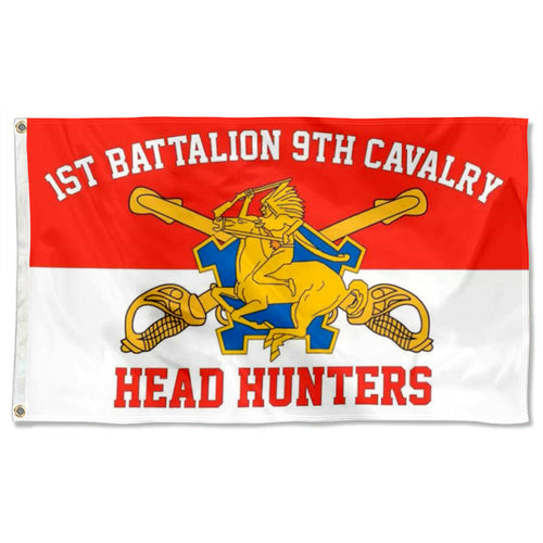 Fyon 1st Battalion 9th Cavalry Flag Banner  Head Hunters  Indoor and outdoor banner