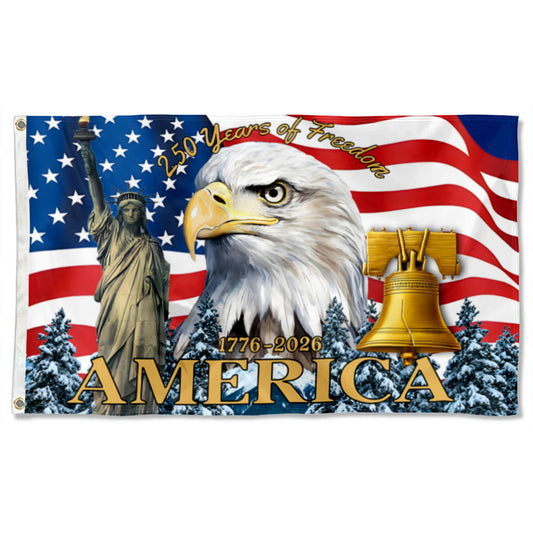 Fyon 250 Years of Freedom 1776-2026 America Flag Banner