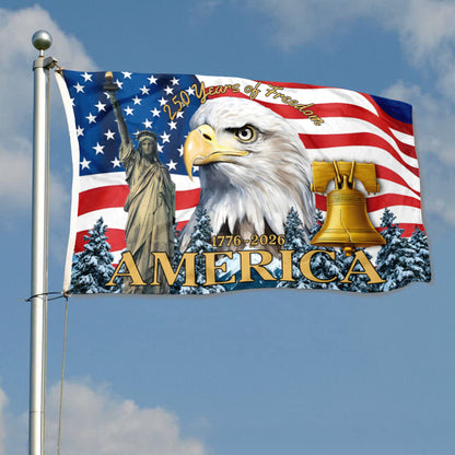 Fyon 250 Years of Freedom 1776-2026 America Flag Banner