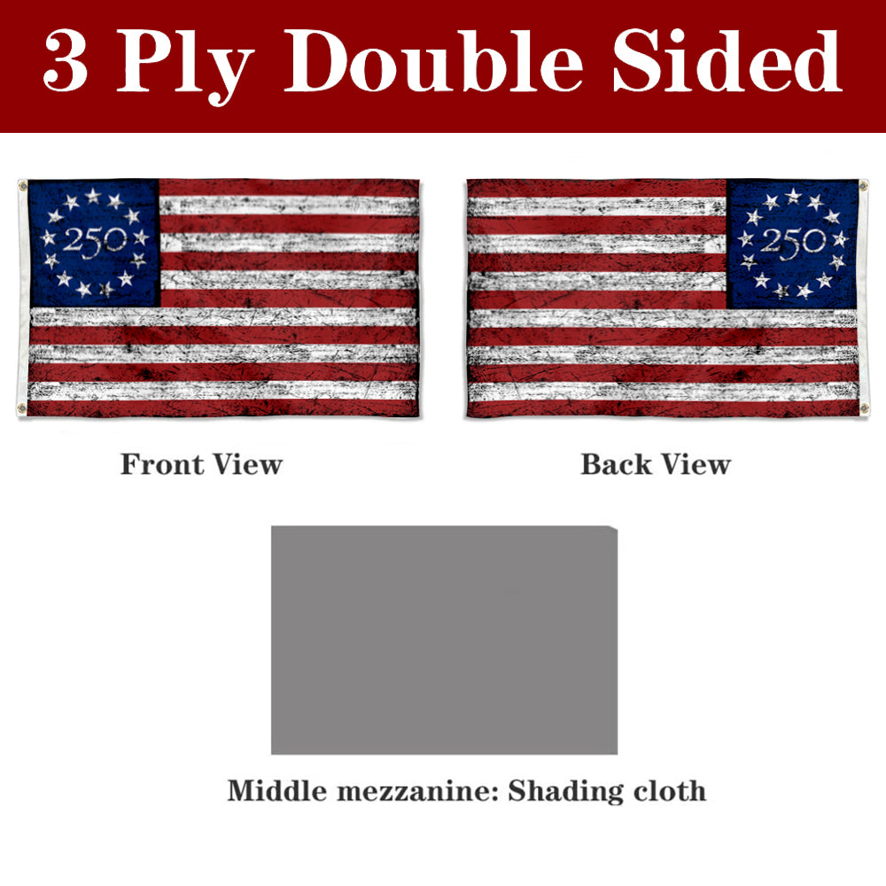 Fyon USA 250th Anniversary Flag Retro Stars and Stripes Banner