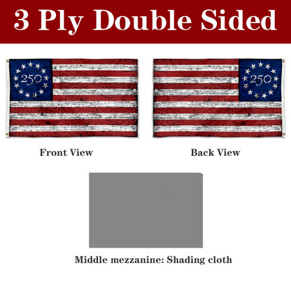 Fyon USA 250th Anniversary Flag Retro Stars and Stripes Banner