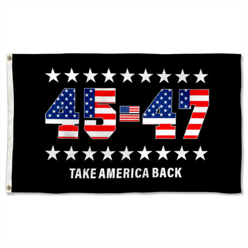 Fyon 45th and 47th Take America Back Trump 2024 Flag  Indoor and Outdoor Banner